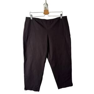 Eileen Fisher Brown Side Zip XL Organic Stretch Cotton Slim Ankle Pant X Large